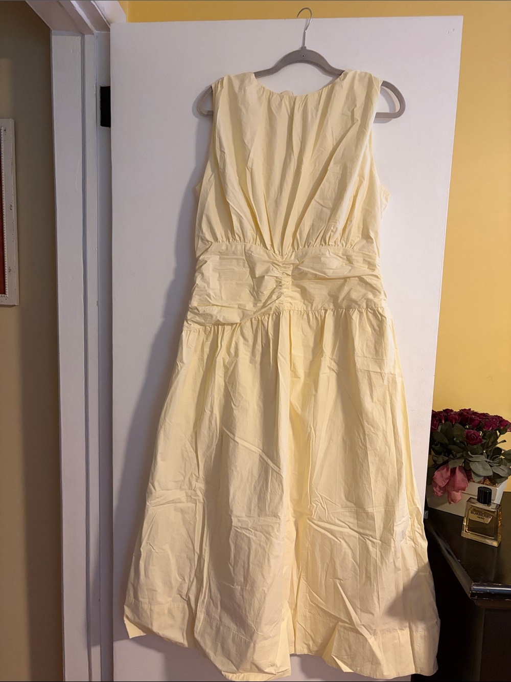 Commense Soft Yellow Sleeveless Gathered-Waist Maxi Dress
